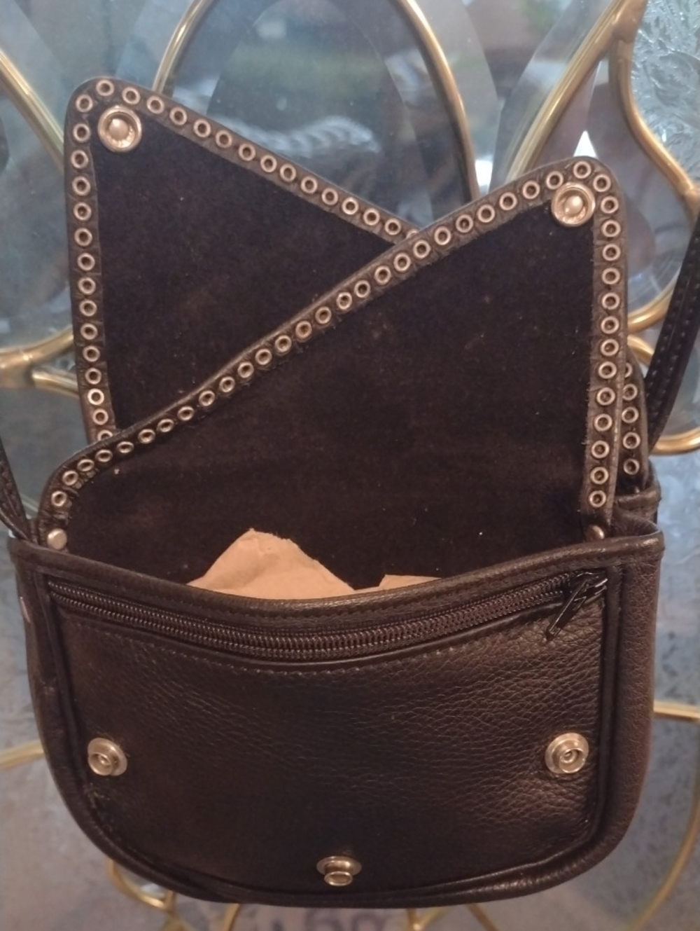 Studded Black Crossbody Bag with Star & Heart Accents - Picture 7 of 11